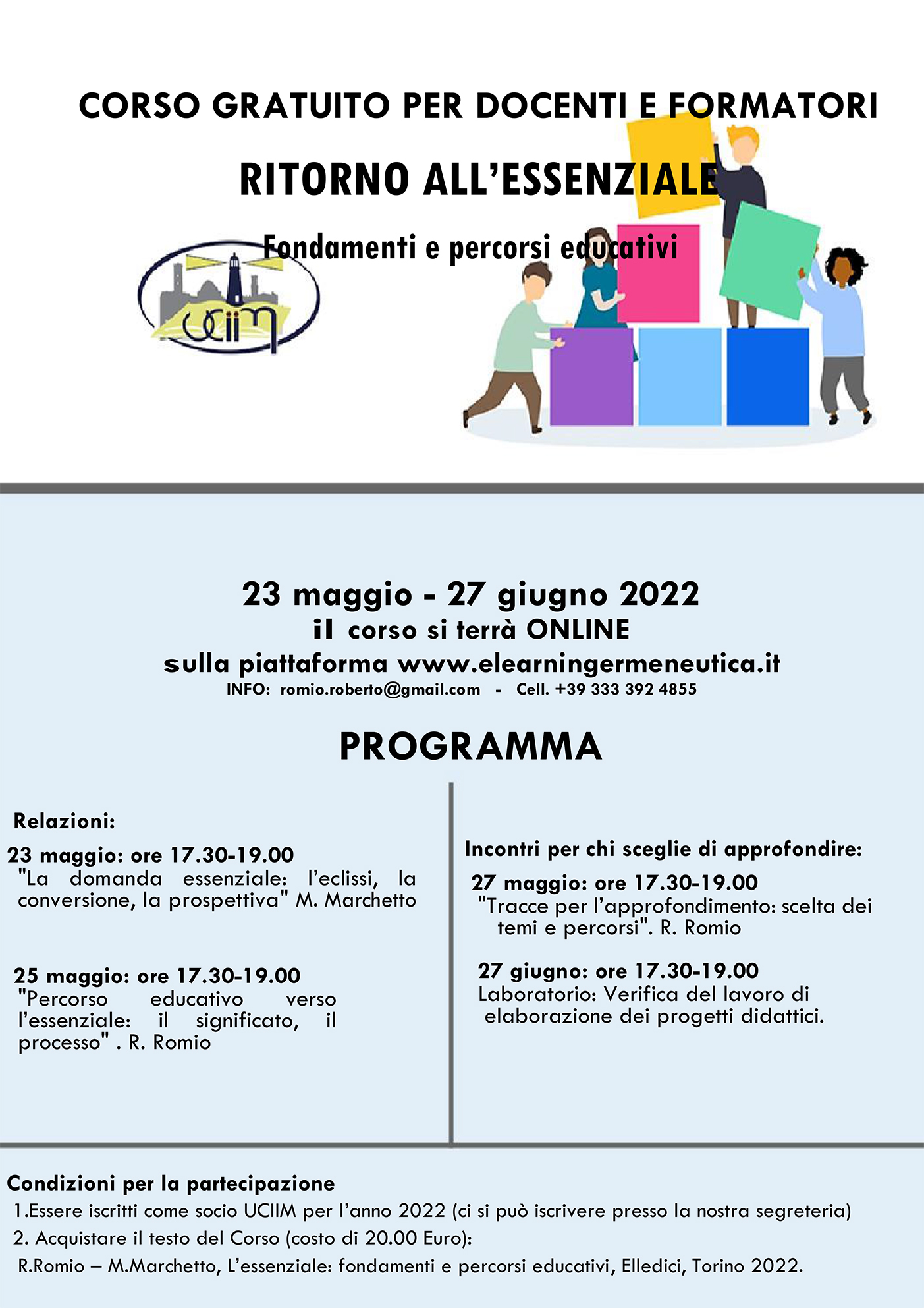 Ritorno all’essenziale – corso gratuito per docenti e formatori